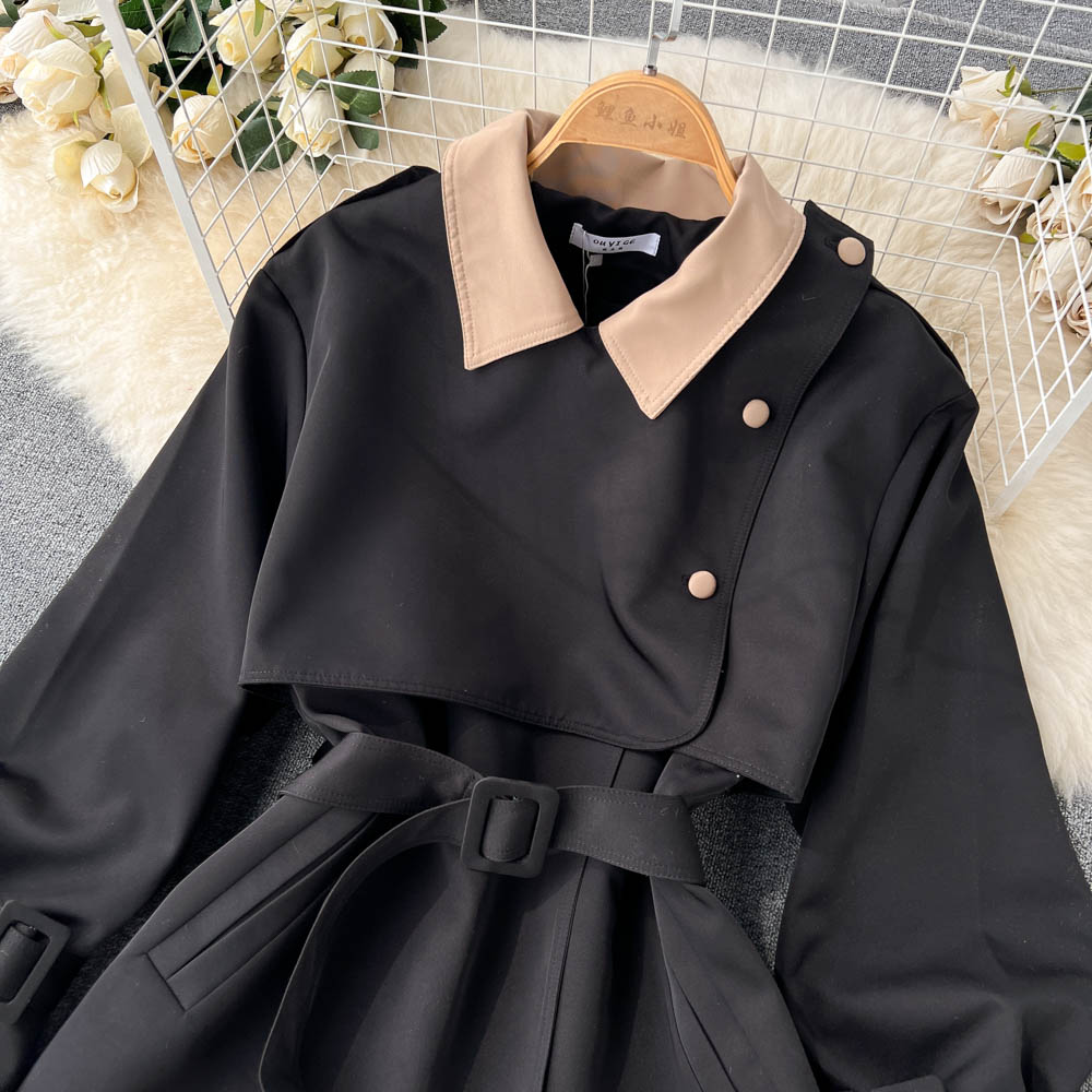 High-end Color Blocking Trench Coat - Image 15