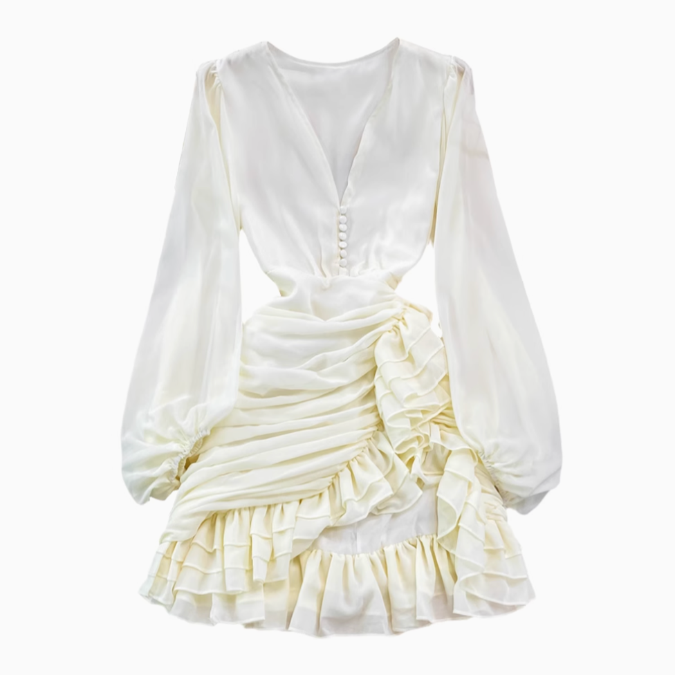 Irregular Design Ruffled Hip-wrapping Dress - Image 14