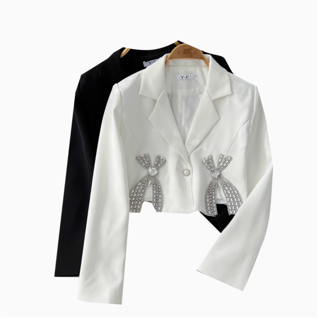 Rhinestone Studded Premium Short Blazer - Image 10