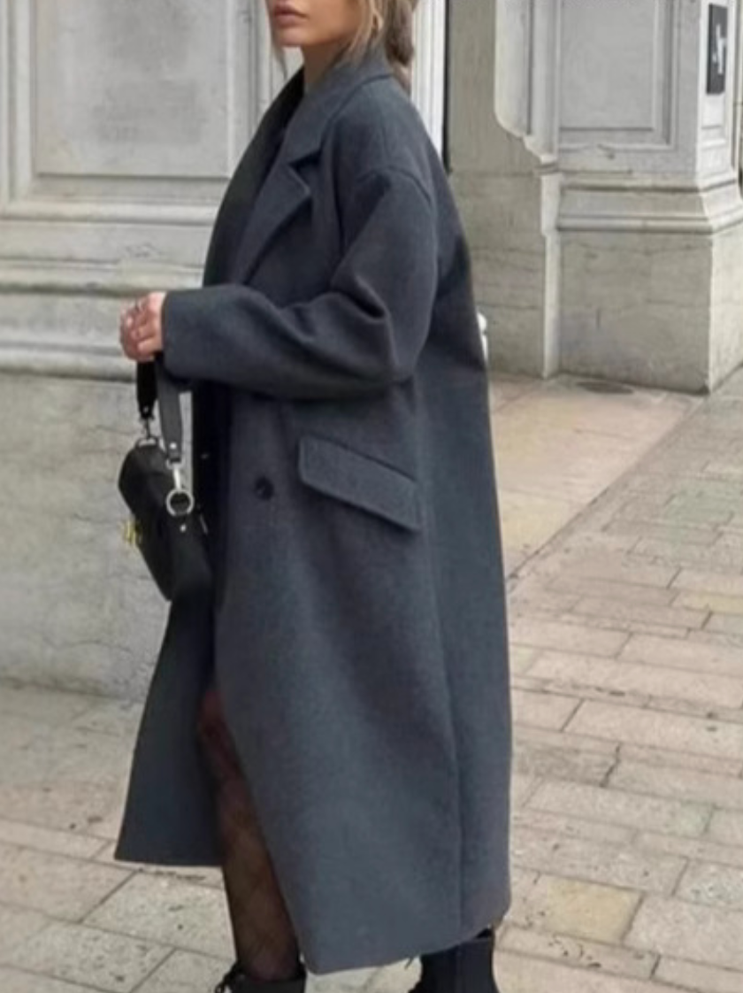 Thermal Lapeled Double-breasted Trench Coat - Image 9