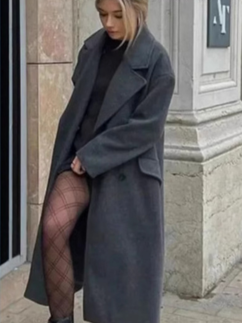 Thermal Lapeled Double-breasted Trench Coat - Image 11