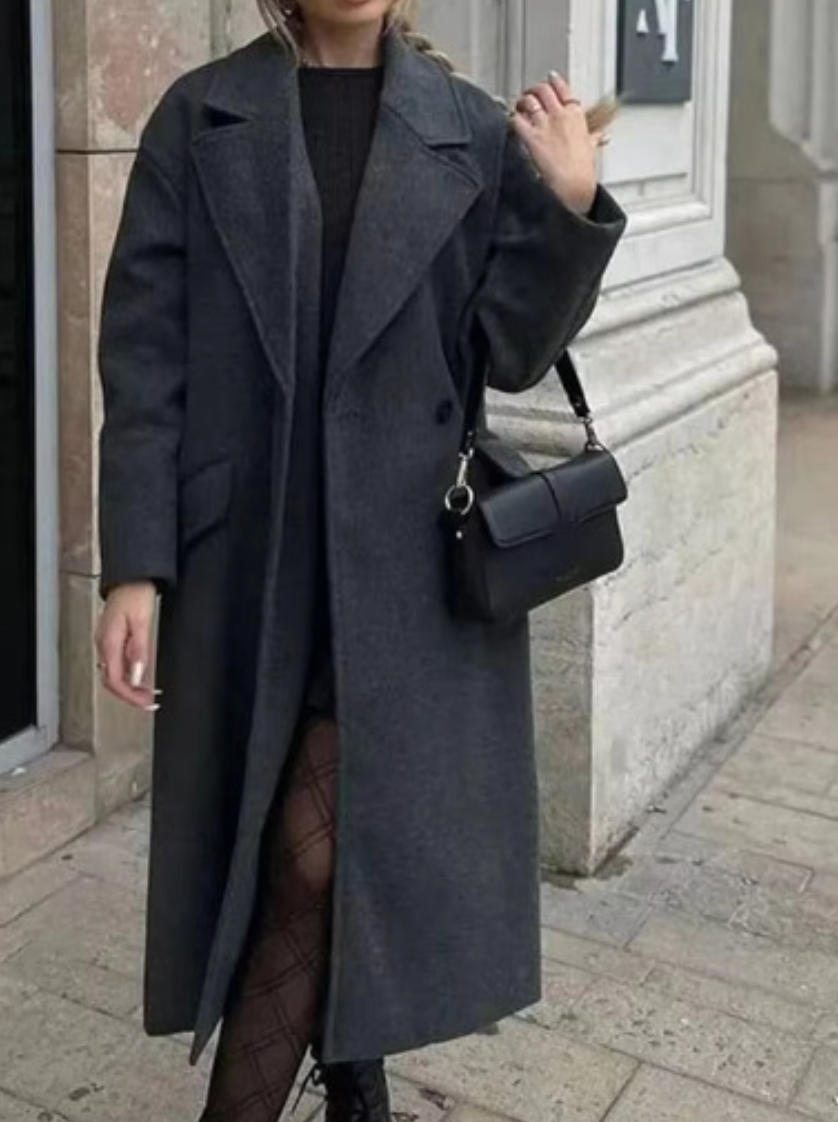 Thermal Lapeled Double-breasted Trench Coat - Image 2