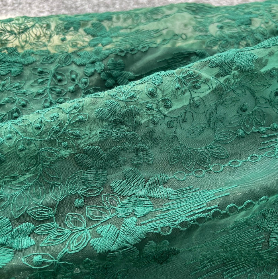 V-neck Embroidered Lace-up Dress - Image 12