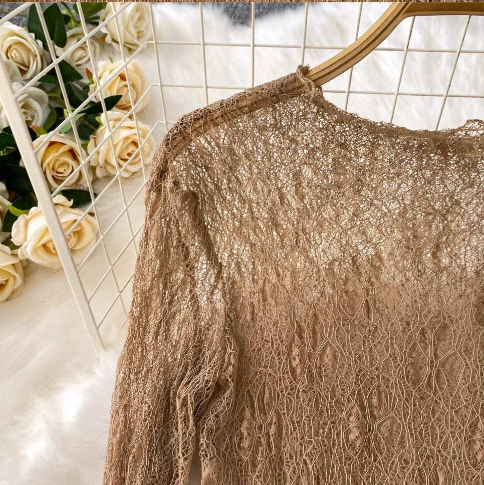 Irregular Design Ruffled Lace Dress 2Pcs - Image 12