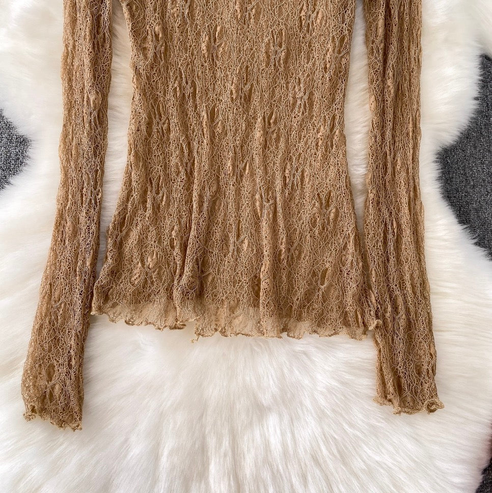 Irregular Design Ruffled Lace Dress 2Pcs - Image 13