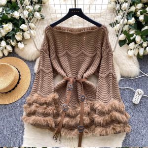 Furry Patchwork Loose-fit Knitwear