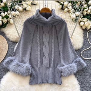 Korean Style Patchwork Turtleneck Sweater