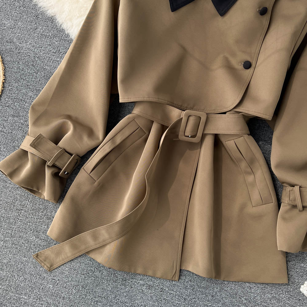 High-end Color Blocking Trench Coat - Image 7