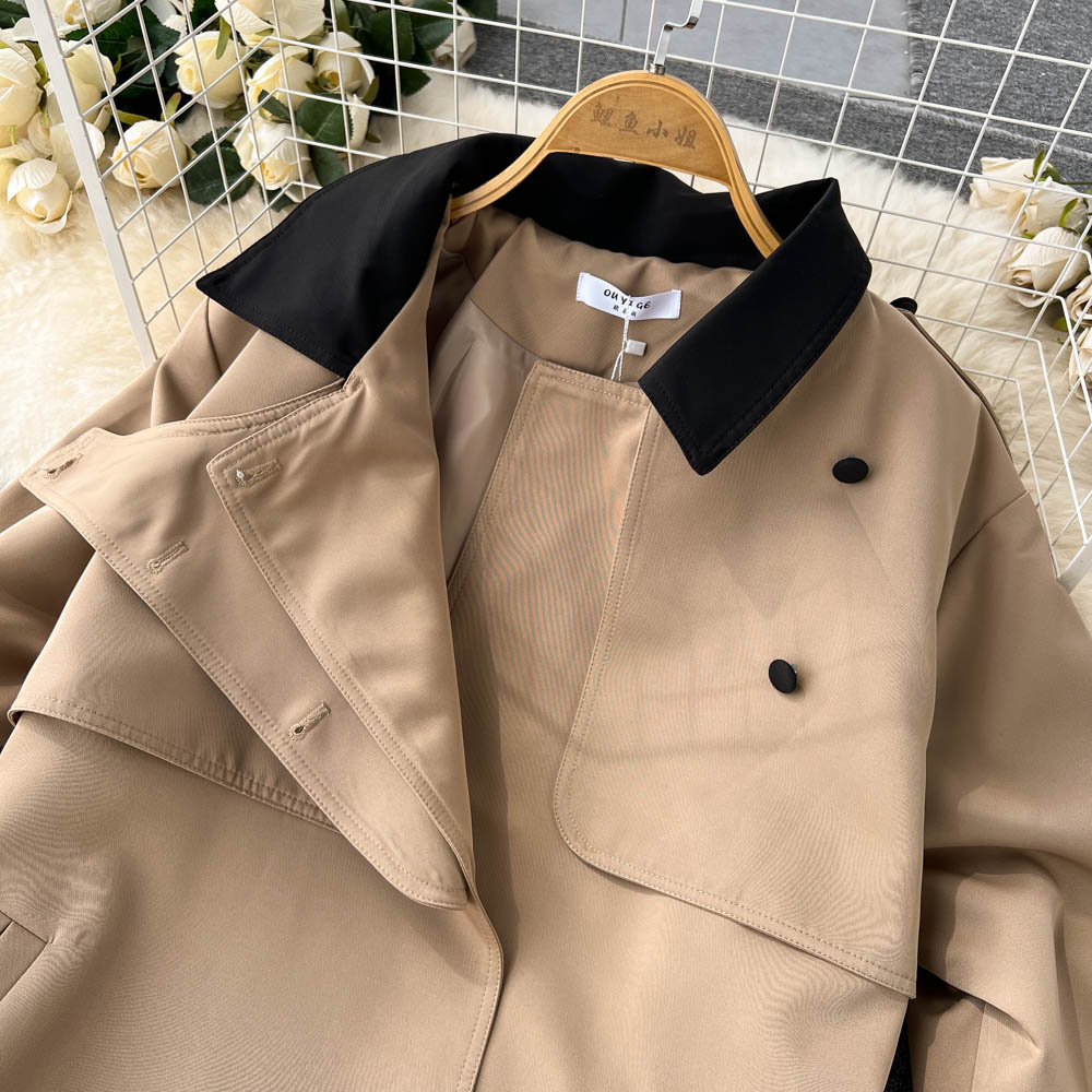 High-end Color Blocking Trench Coat - Image 4