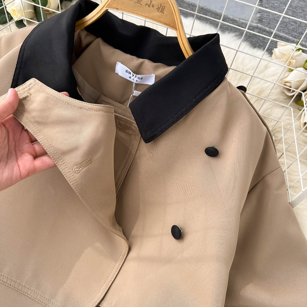 High-end Color Blocking Trench Coat - Image 5