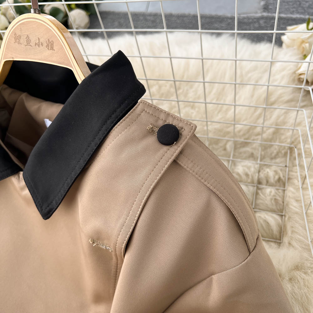 High-end Color Blocking Trench Coat - Image 6
