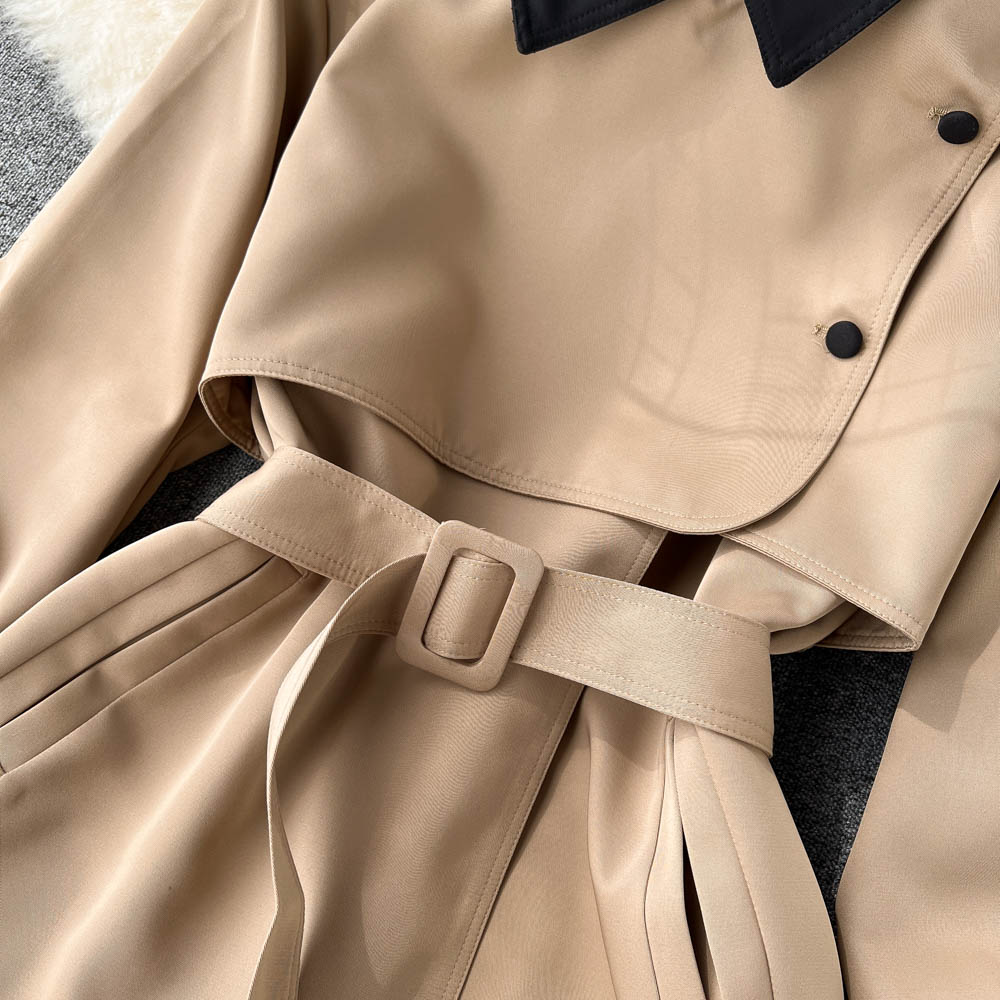 High-end Color Blocking Trench Coat - Image 9