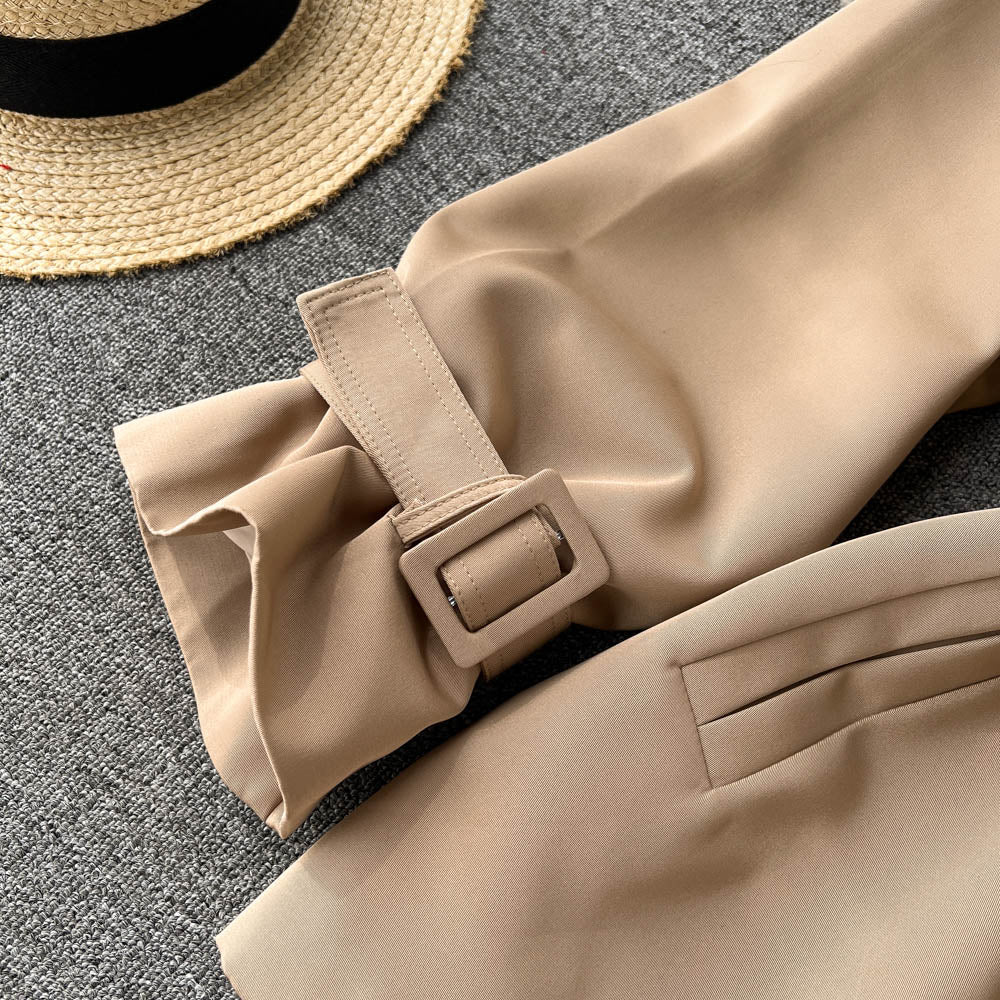 High-end Color Blocking Trench Coat - Image 10