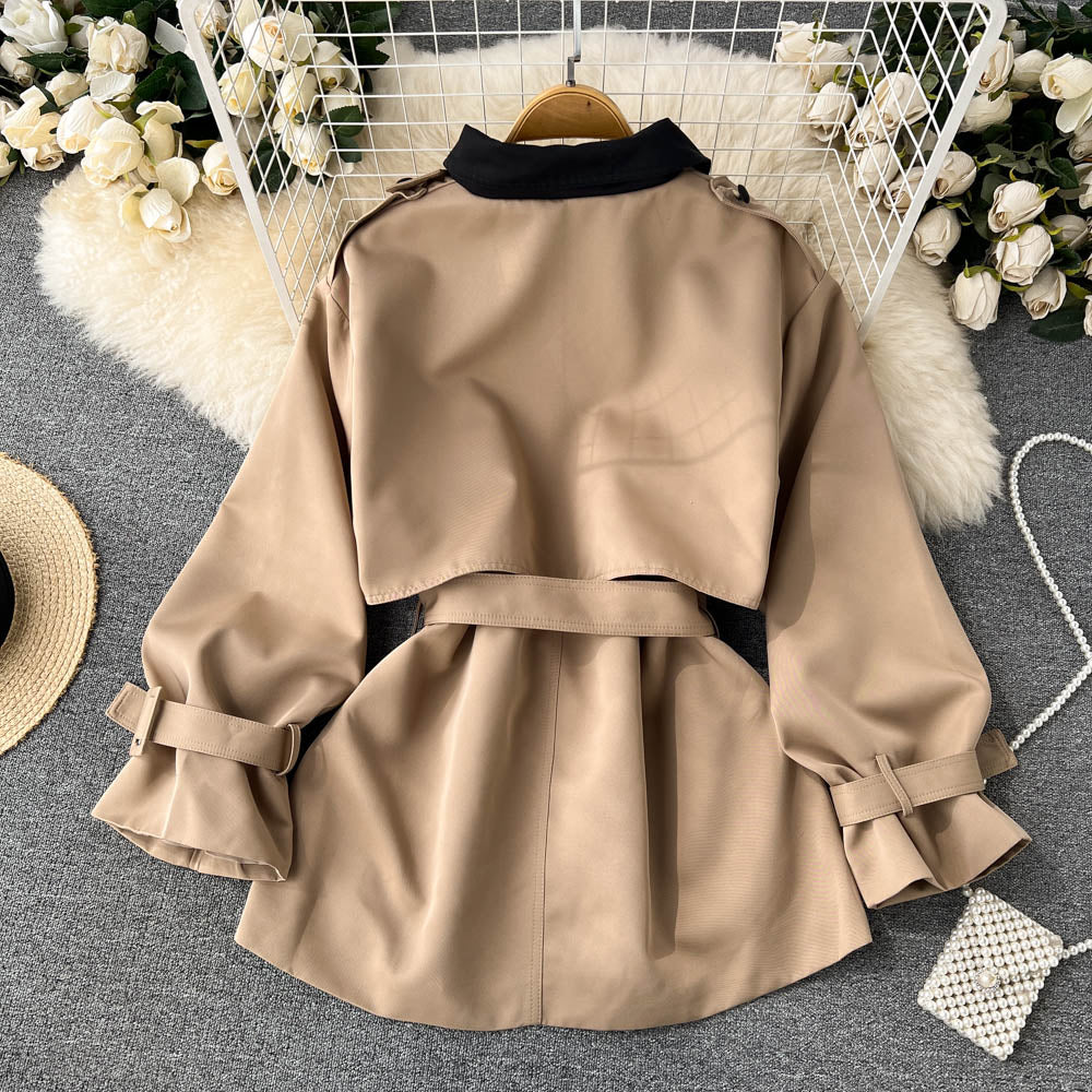 High-end Color Blocking Trench Coat - Image 14