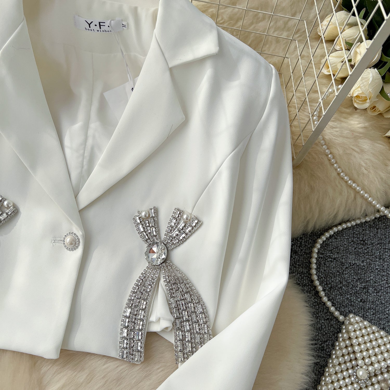 Rhinestone Studded Premium Short Blazer - Image 6