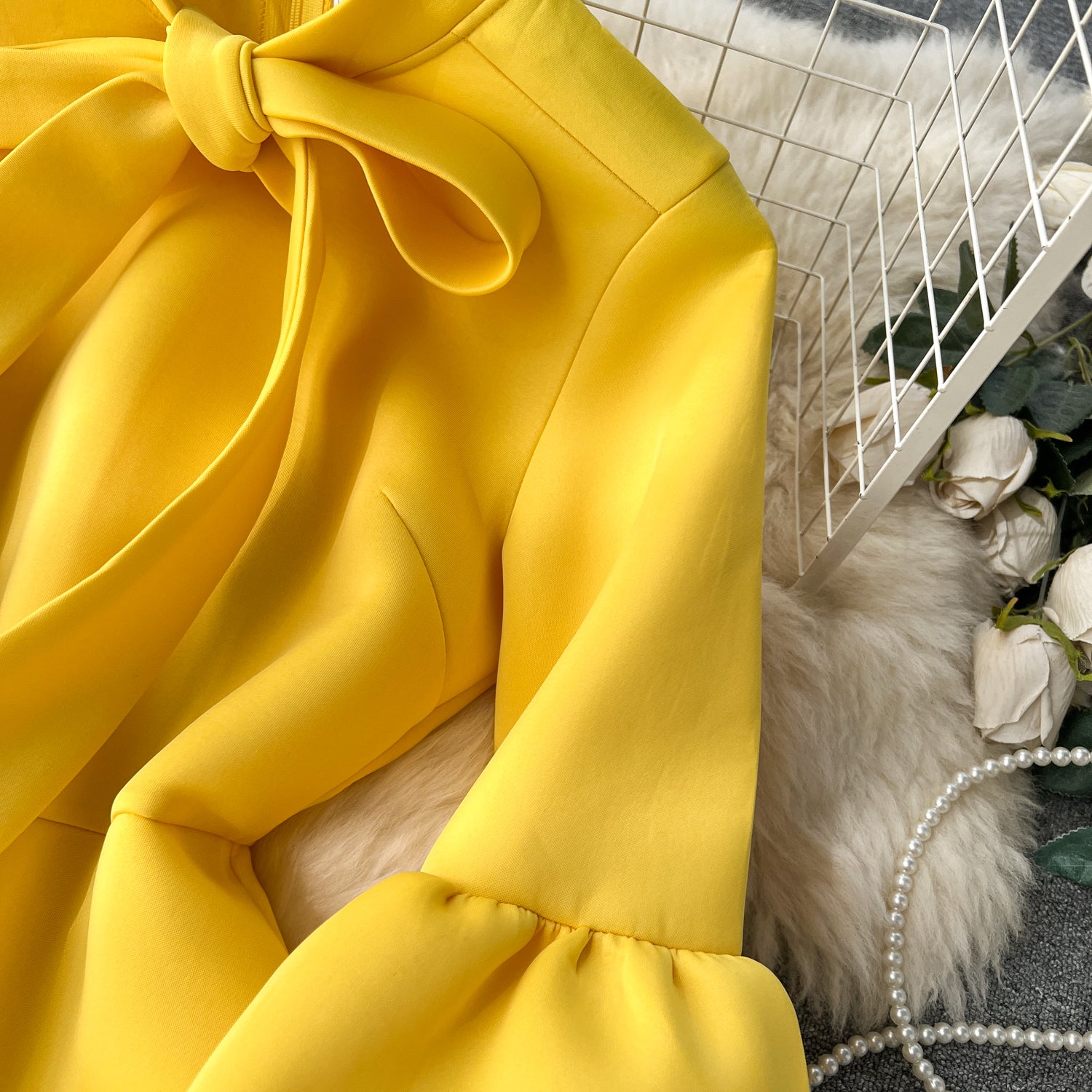 Premium Lace-up Solid Color Dress - Image 11