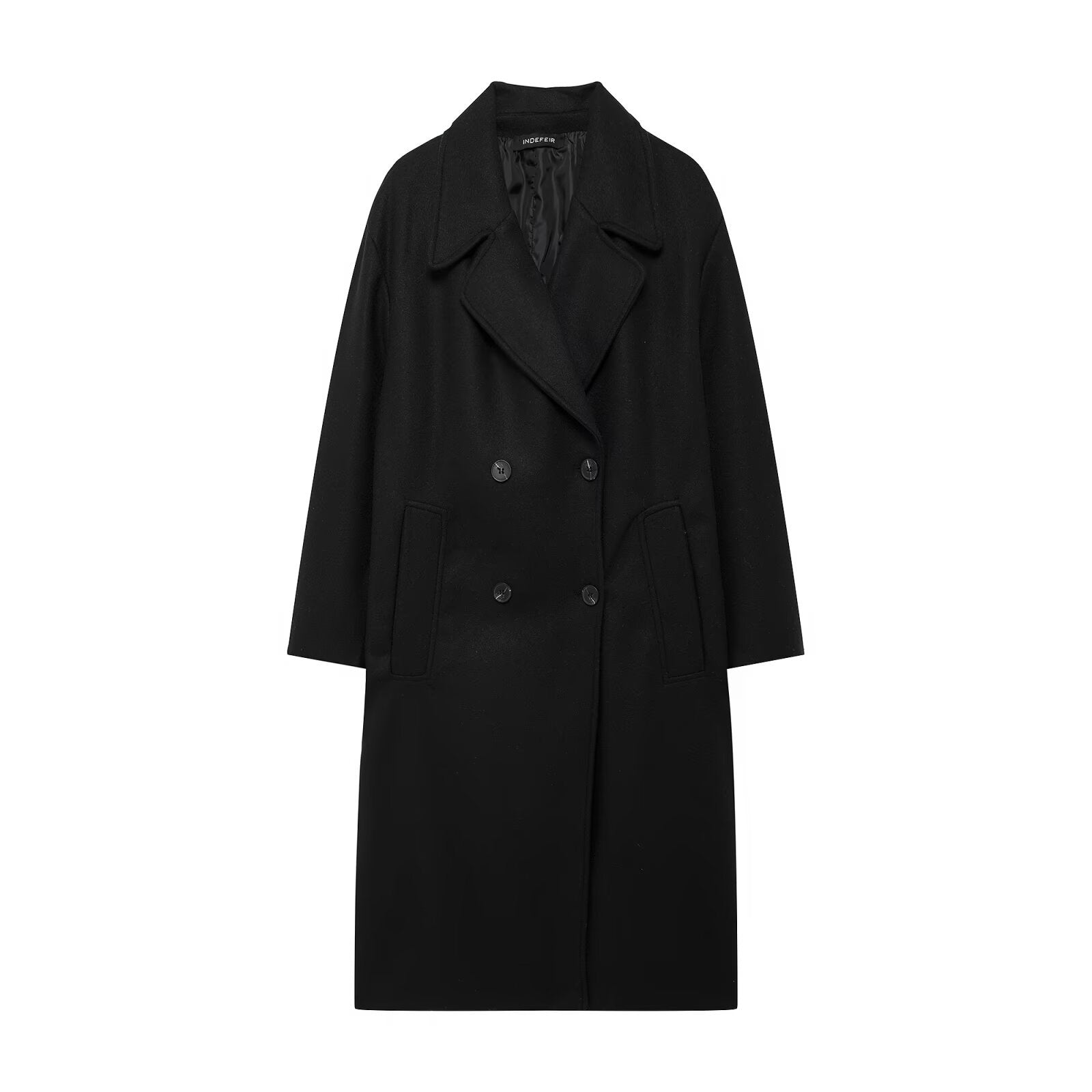 Thermal Lapeled Double-breasted Trench Coat - Image 3