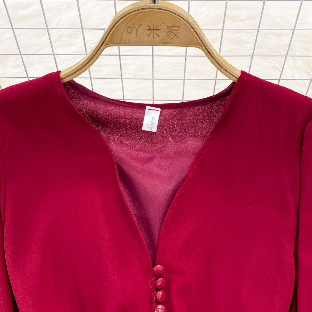 Irregular Design Ruffled Hip-wrapping Dress - Image 8