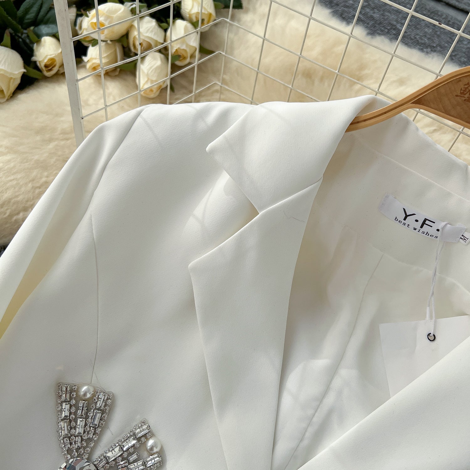 Rhinestone Studded Premium Short Blazer - Image 5