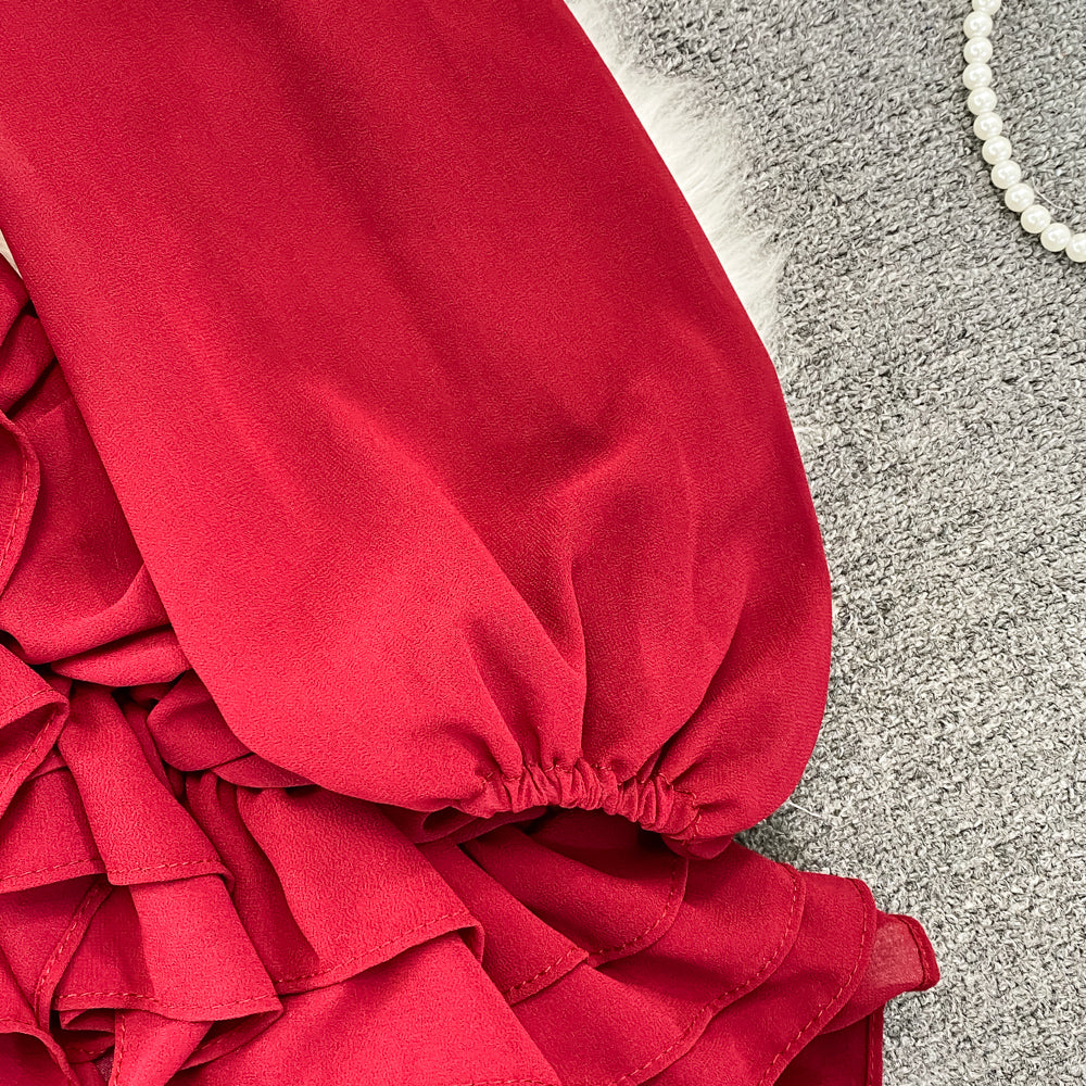 Irregular Design Ruffled Hip-wrapping Dress - Image 10