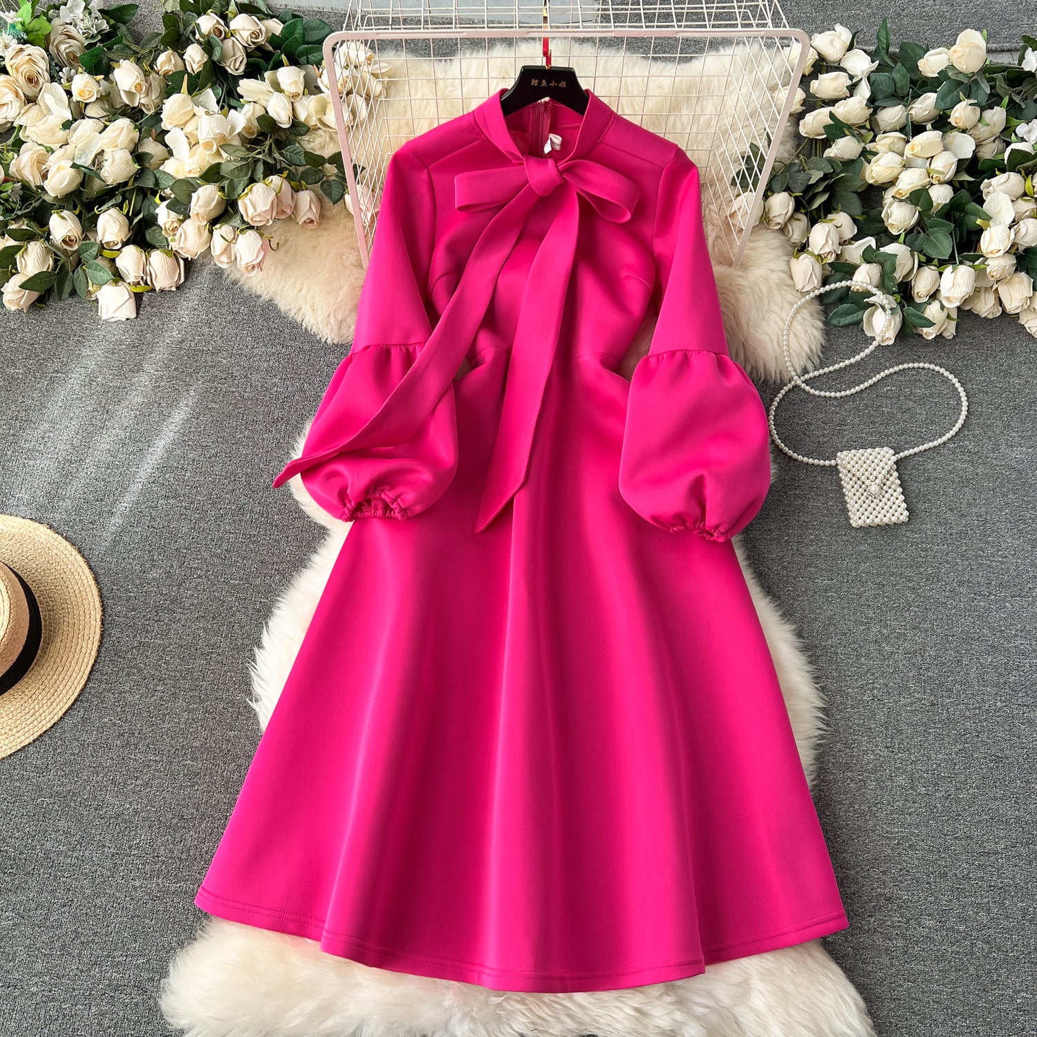 Premium Lace-up Solid Color Dress - Image 4