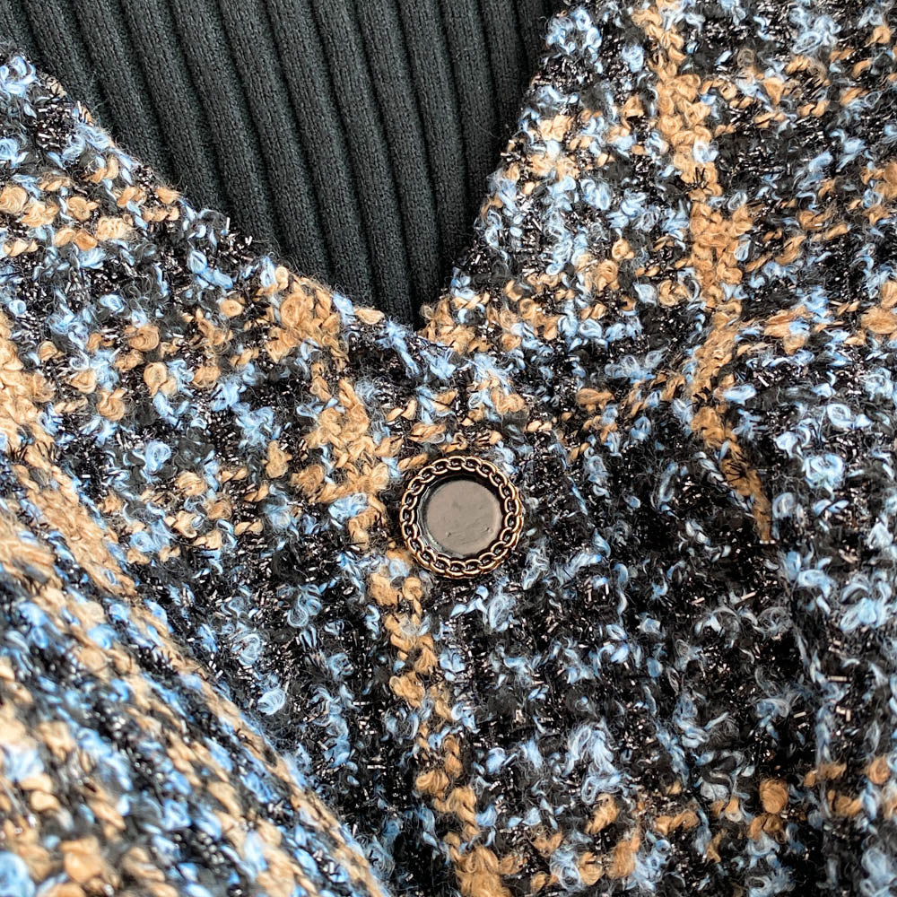 V-neck Tweed Dress&Black Sweater 2Pcs - Image 5