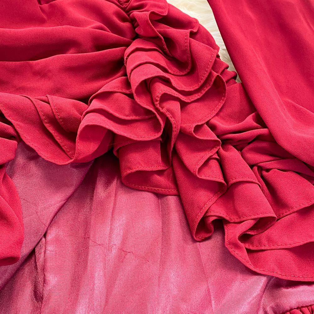 Irregular Design Ruffled Hip-wrapping Dress - Image 13