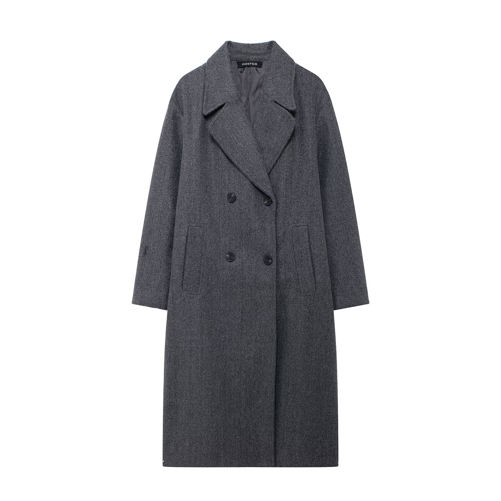 Thermal Lapeled Double-breasted Trench Coat - Image 5