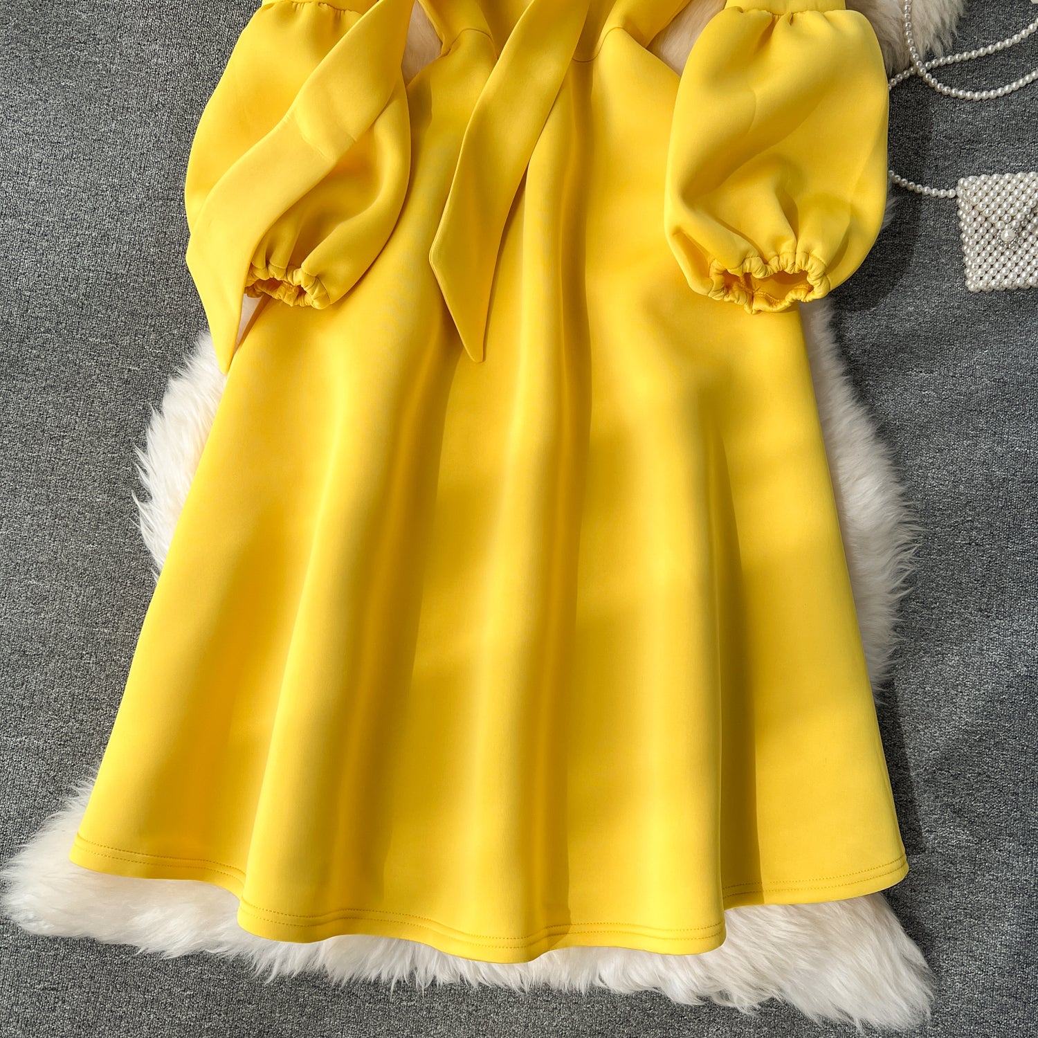 Premium Lace-up Solid Color Dress - Image 9