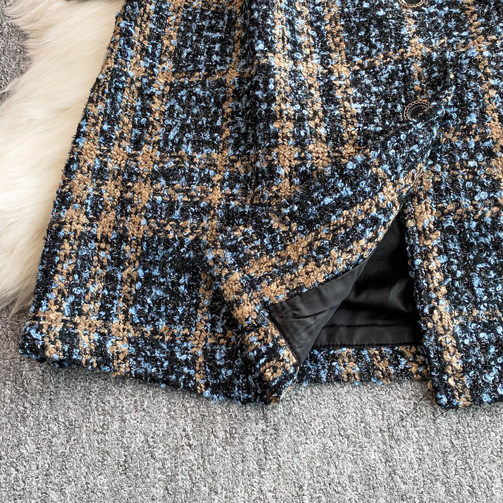 V-neck Tweed Dress&Black Sweater 2Pcs - Image 9