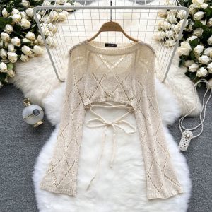 Niche Hollowed Open-back Lace-up Top